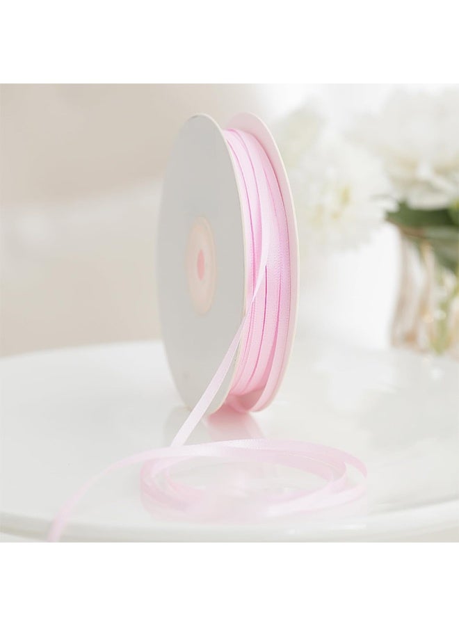 شريط ساتان بلون واحد بعرض 1/8 بوصة وطول 40 متر، شريط وردي فاتح رفيع 1/8 ساتان للحرف اليدوية والخياطة وزينة حفلات استقبال الأطفال وتغليف الهدايا (وردية فاتحة) - Image 2